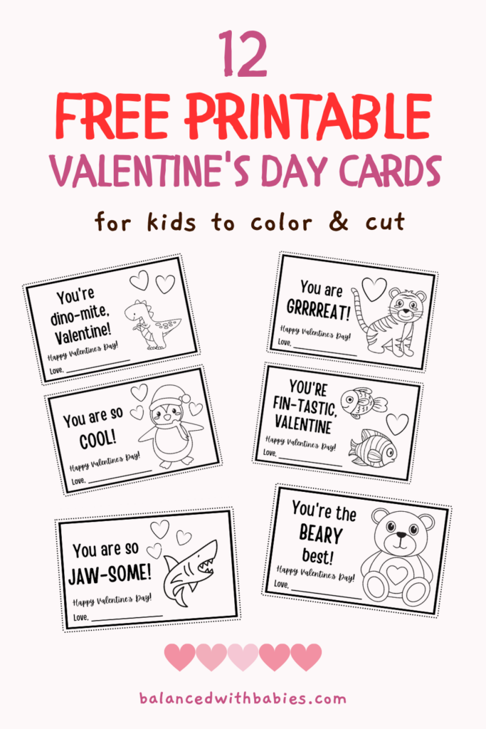 12 Free Printable Valentine’s Day Cards for Kids to Cut & Color ...